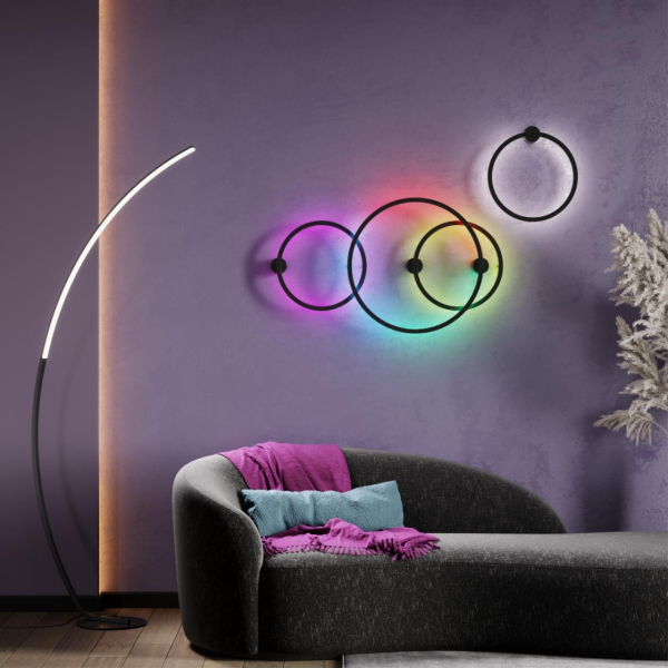 4386/24WL HIGHTECH ODL23 173 черный/металл Настенный светильник IP20 RGB динамическая подсветка ПДУ в комплекте LED 24W 3000K OMEN, изображение 4