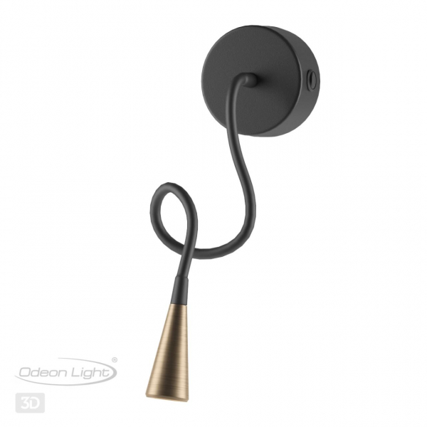 4289/3WL HIGHTECH ODL22 287 черный с античн.бронзой Настенный светильник с выкл. IP20 LED 3W 265Лм 3000K ODDS, изображение 4