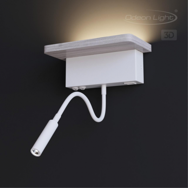 3869/8WL HIGHTECH ODL19 289 седой дуб с белым/дерево Настен. светильник LED 8W 560Лм 3000К WOODY, изображение 4