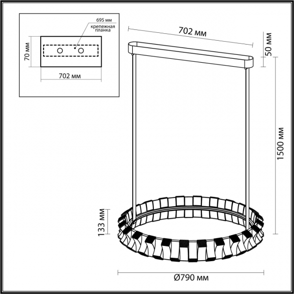 4993/80L L-VISION ODL23 375 золотой/черный Люстра LED 80W 3000K ASTURO, изображение 7