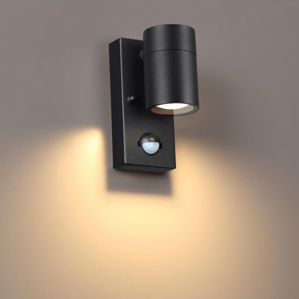 4389/1W HIGHTECH ODL23 633 черный/металл/пвх стойкий к УФ излучению Настенный светильник с датчиком движения IP44 LED GU10 7W MOTTO, изображение 3