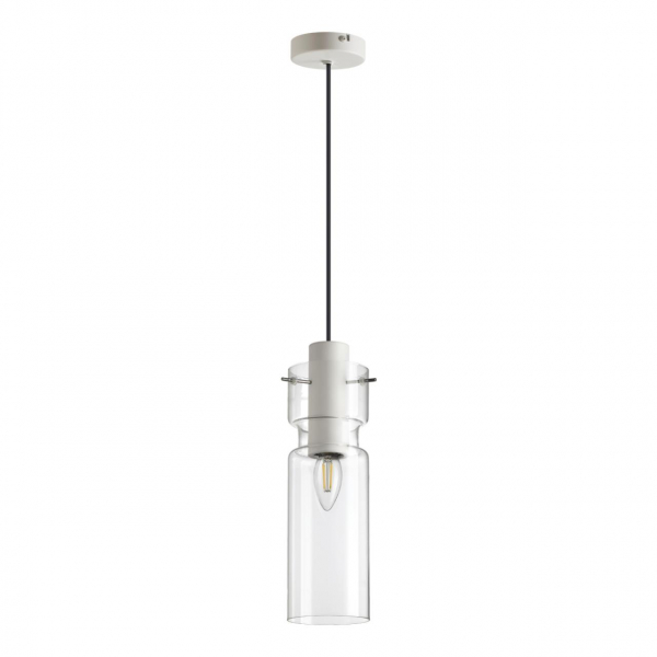 5057/1B PENDANT ODL24 323 белый/прозрачный/металл/стекло Подвес E27 1*40W SCROW