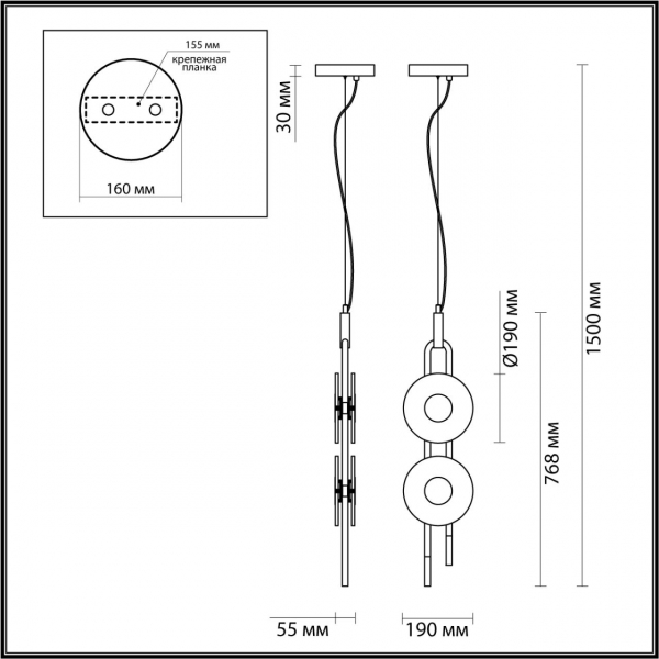 5407/23L MODERN ODL_EX24 27 черный/золотой/металл/стекло Подвес LED 23W 3000K 1940Лм MAGNET, изображение 6