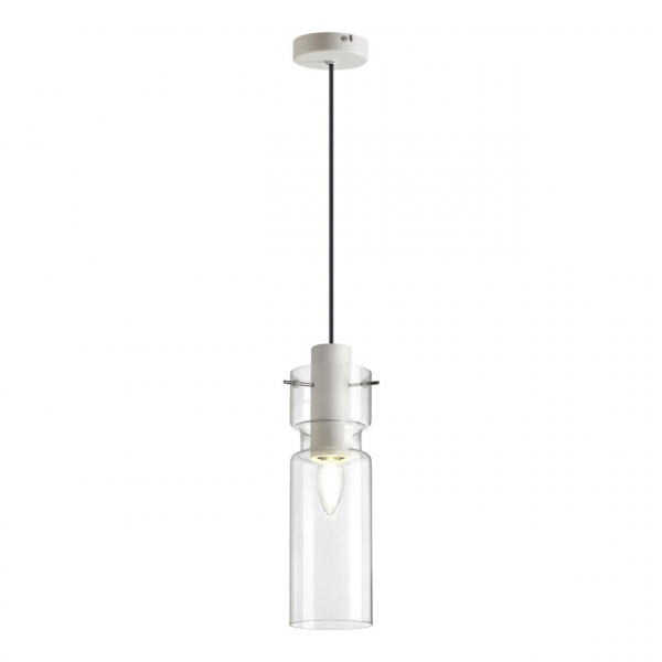 5057/1B PENDANT ODL24 323 белый/прозрачный/металл/стекло Подвес E27 1*40W SCROW, изображение 2