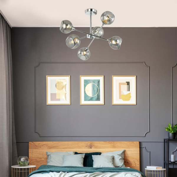 4530/6C COMFI LN21 234 хром, дымчатый Люстра потолочная E27 6*60W 220V SANDRA, изображение 3