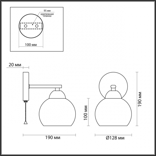 4595/1W COMFI LN22 239 черный, бронза Бра с выкл. E27 40W 220V ROWAN, изображение 3