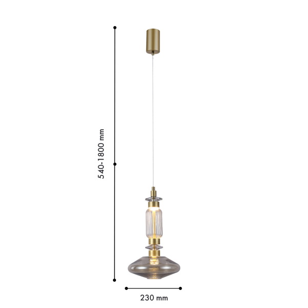 4239-1P, подвес, D230xH540/1500, LEDx12W, 1040LM, 4000K, included, изображение 2