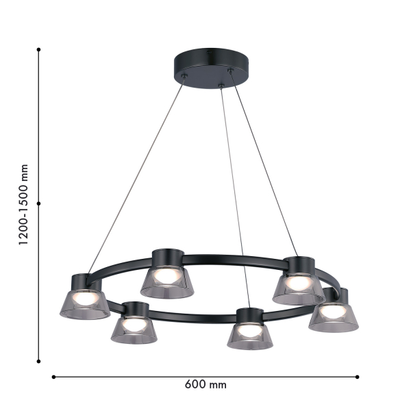 4247-6P, подвесная люстра, D600xH215/1500, LEDx30W, 720LM, 4000K, included, изображение 2