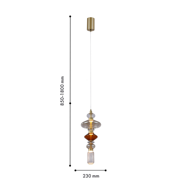 4237-1P, подвес, D230xH850/1500, LEDx12W, 1560LM, 4000K, included, изображение 2