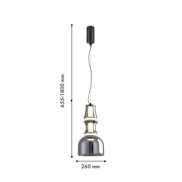 4243-2P, подвес, D260xH655/1500, LEDx12W, 675LM, 4000K, included, изображение 2