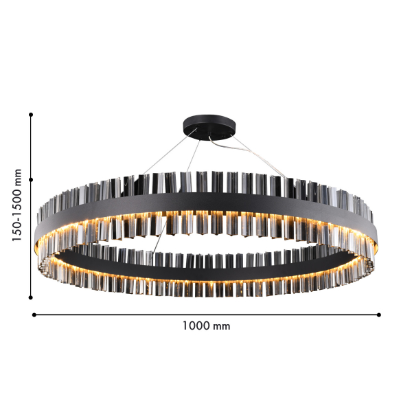 4262-10P, подвесная люстра, D1000xH150/1650, LEDx54W, 4320LM, 4000K, included, изображение 2