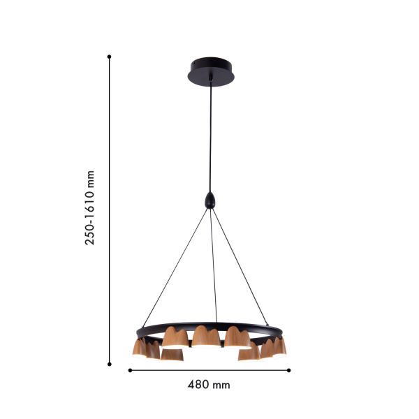 4266-9P, подвесная люстра, D480xH150/1610, LEDx40W, 1720LM, 4000K, included, изображение 3