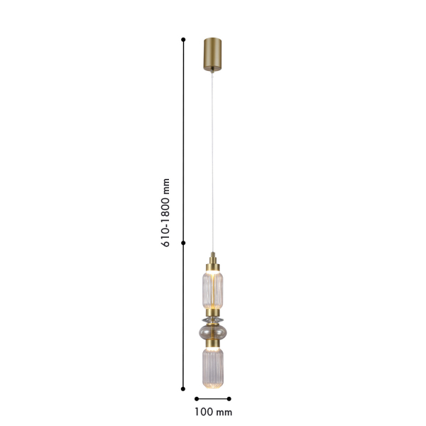 4238-1P, подвес, D100xH610/1500, LEDx12W, 1040LM, 4000K, included, изображение 3