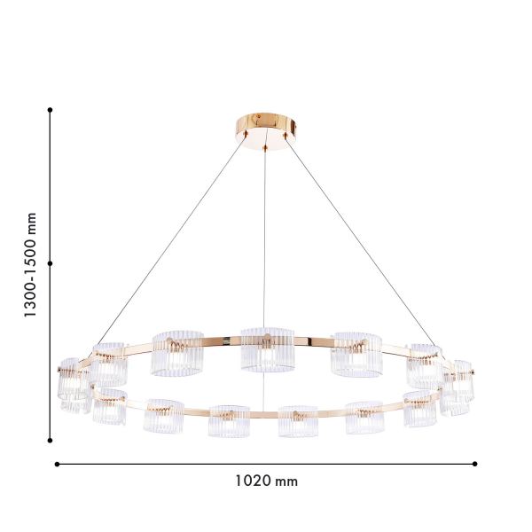 4248-15P, подвесная люстра, D1020xH225/1500, LEDx70W, 1800LM, 4000K, included, изображение 2