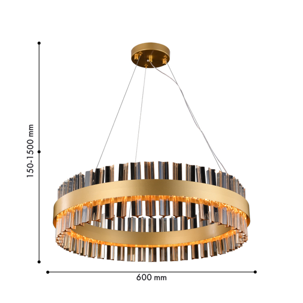 4263-6P, подвесная люстра, D600xH150/1650, LEDx27W, 2160LM, 4000K, included, изображение 2