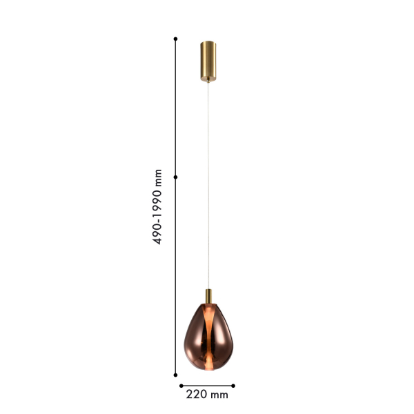 4256-2P, подвес, D220xH490/1990, LEDx4W, 520LM, 4000K, included, изображение 2