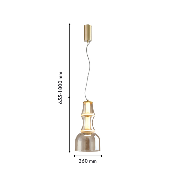 4242-2P, подвес, D260xH655/1500, LEDx12W, 675LM, 4000K, included, изображение 2