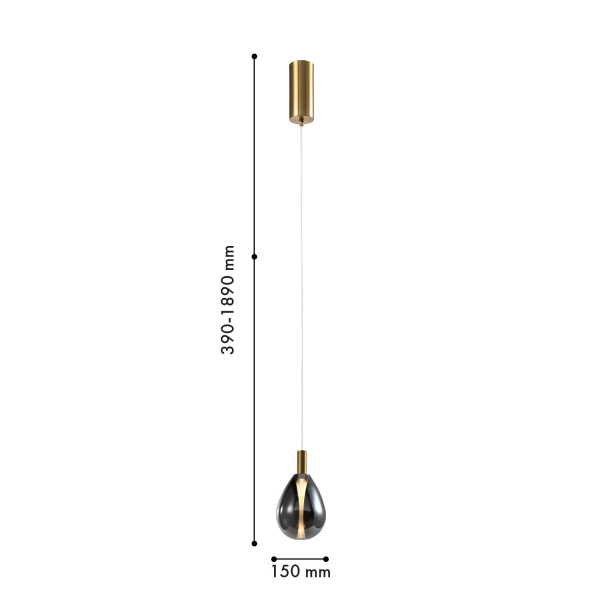 4255-1P, подвес, D150xH390/1890, LEDx4W, 520LM, 4000K, included, изображение 2