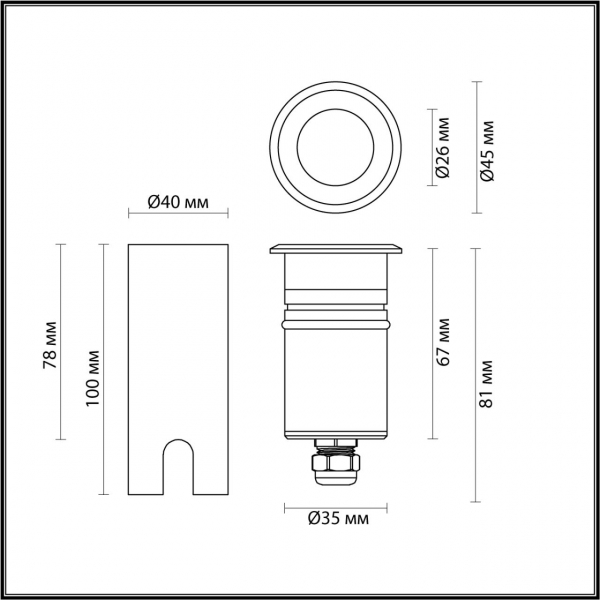 6660/1GL NATURE ODL24 631 черный/металл Встраиваемый грунтовый светильник IP67 LED 3W 4000K 12V/24V INGRO (нужен драйвер 357781/357782), изображение 4