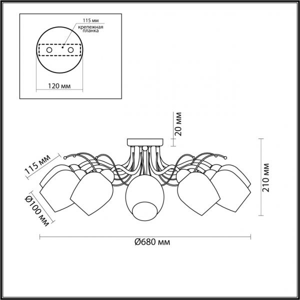 4594/8C COMFI хром Люстра Потолочная E14 8*40W 220V MARCELA., изображение 3