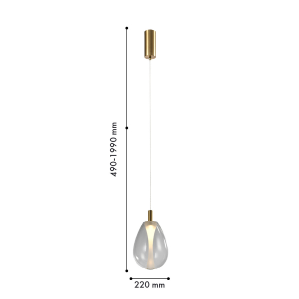 4257-2P, подвес, D220xH490/1990, LEDx4W, 520LM, 4000K, included, изображение 2