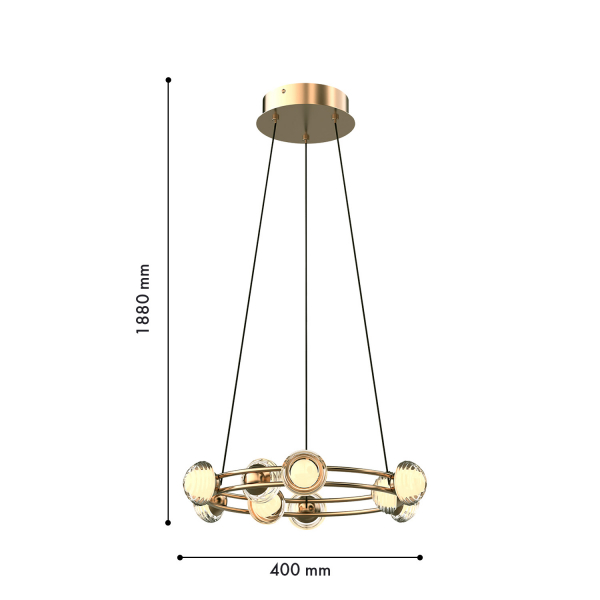 4382-9P, подвесная люстра, D400xH1880, LEDx30W, 2100LM, 4000K, included, изображение 2