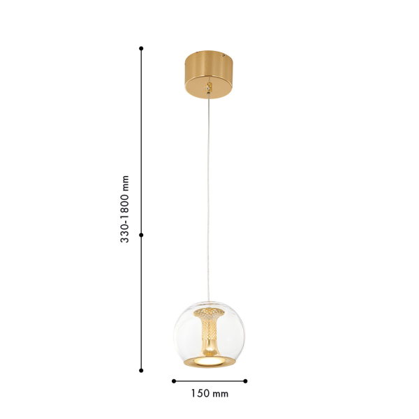 4338-1P, подвес, D150xH325/1800, 1xLEDx9W, 720LM, 4000K, included, изображение 2