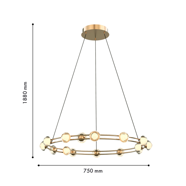 4382-15P, подвесная люстра, D750xH1880, LEDx55W, 3850LM, 4000K, included, изображение 2