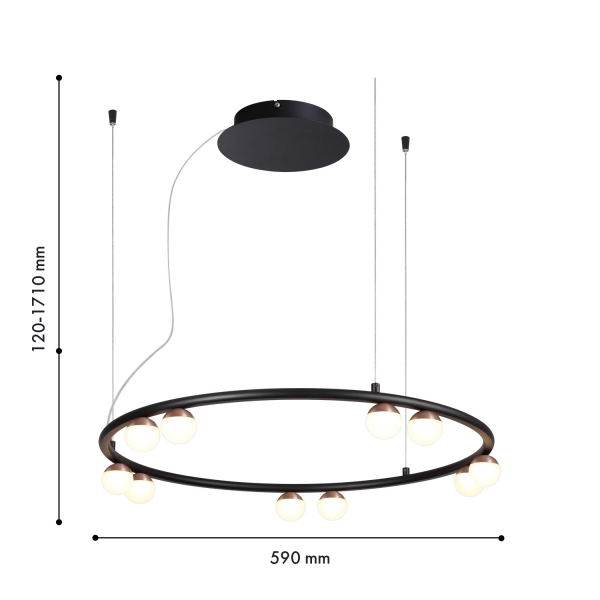 4320-10P, подвесная люстра, D590xH120/1710, LEDx36W, 3200LM, 4000K, included, изображение 2