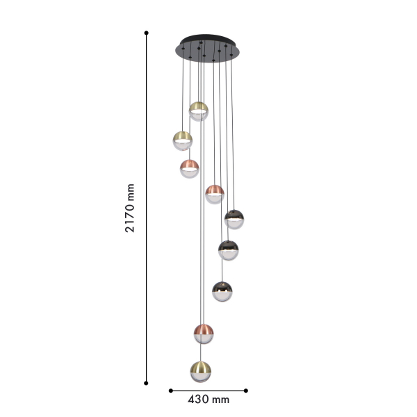 4371-9P, подвесная люстра, D430xH2170, LEDx48W, 3360LM, 4000K, included, изображение 3