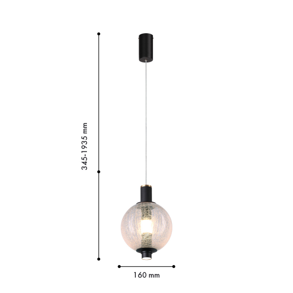 4315-1P, подвес, D160xH345/1935, 1xLEDx9W, 650LM, 4000K, included, изображение 2