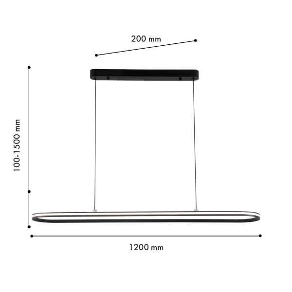 4275-12P, подвесная люстра, L1200xW200xH100/1550, LEDx60W, 3000LM, 4000K, included, изображение 3