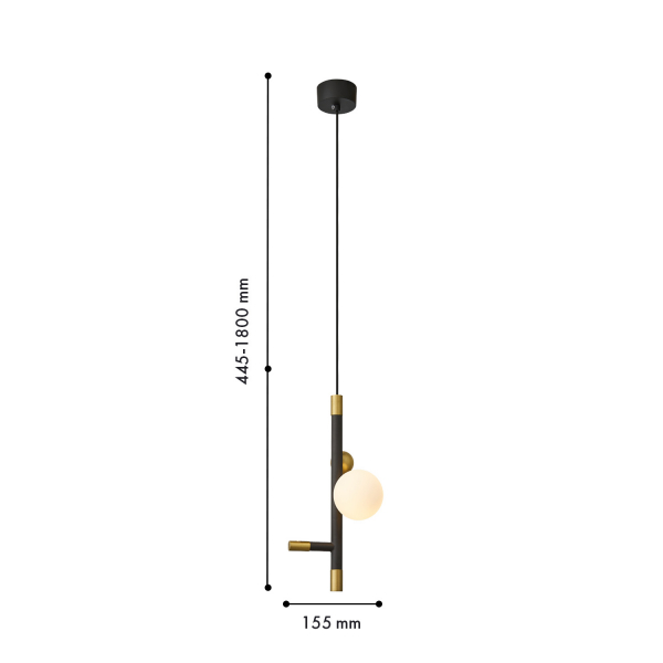 4324-1P, подвес, D155xH445/1800, 1xLEDx5W, 400LM, 4000K, included, изображение 2
