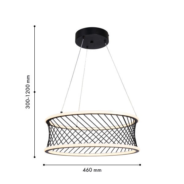 4436-2P, подвесная люстра, D460xH210/1200, LEDx80W, 4300LM, 3000-6000K, included, remote control, изображение 2