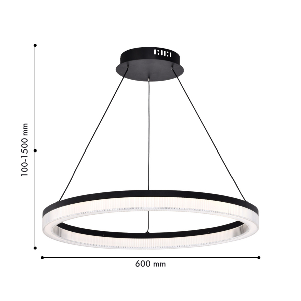 4399-6P, подвесная люстра, D600xH100/1500, LEDx30W, 2625LM, 4000K, IP20, included, изображение 2