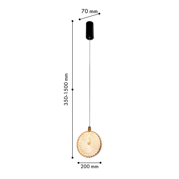 4488-2P, подвес, D200xW70xH350/1500, LEDx6W, 550LM, 4000K, included, изображение 2