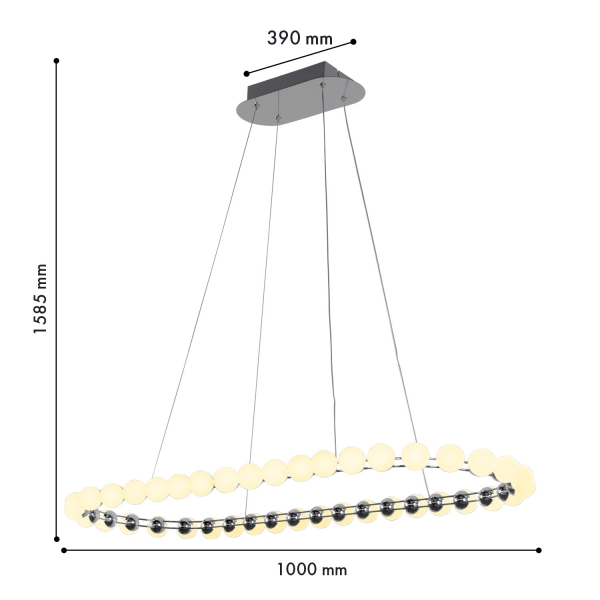 4589-10P, подвесная люстра, L1000xW390xH1585, LEDx48W, 3800LM, 4000K, included, dimmer, изображение 3