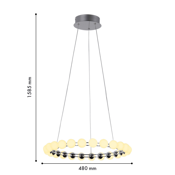 4589-5P, подвесная люстра, D480xH1585, LEDx27W, 2150LM, 4000K, included, dimmer, изображение 3