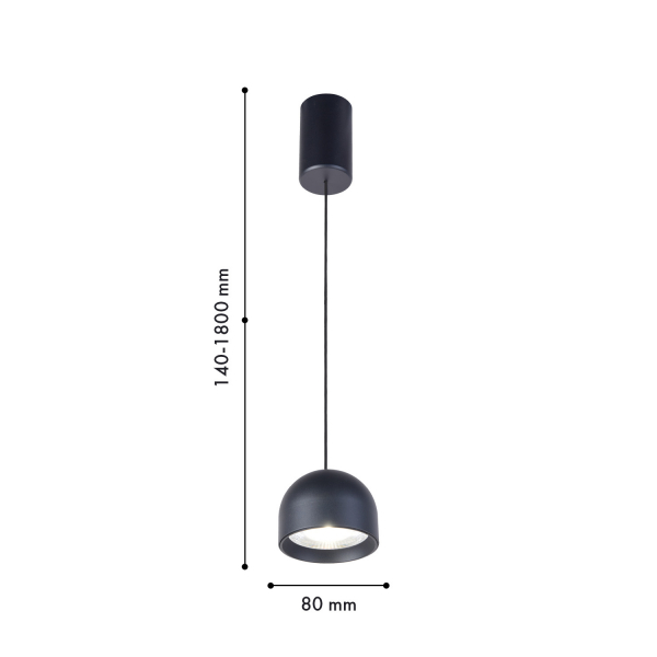4510-1P, подвес, D80xH1800, LEDx8W, 850LM, 4000K, IP20, included, изображение 2