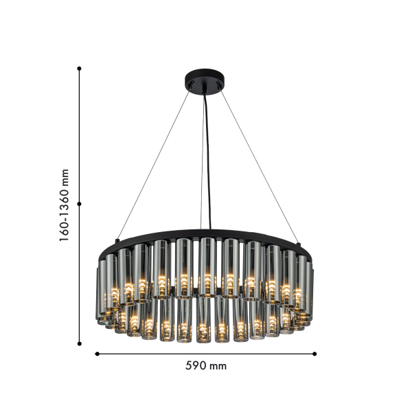 4504-30P, подвесная люстра, D590xH160/1360, 30xG9LEDx2W, 2100LM, 3000K, included, изображение 3