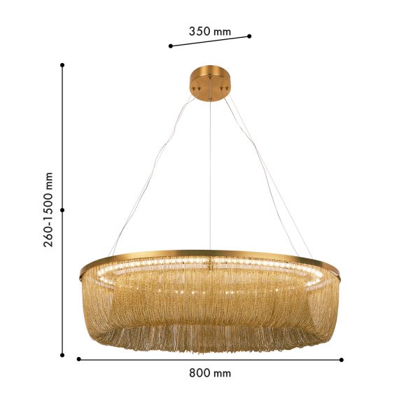4491-8P, подвесная люстра, L800xW350xH260/1500, LEDx40W, 1100LM, 4000K, included, изображение 2