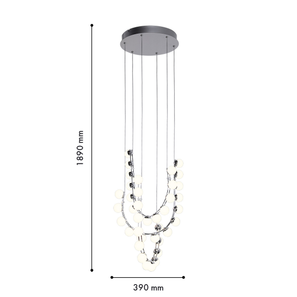 4589-4P, подвесная люстра, D390xH1890, LEDx48W, 3800LM, 4000K, included, dimmer, изображение 3