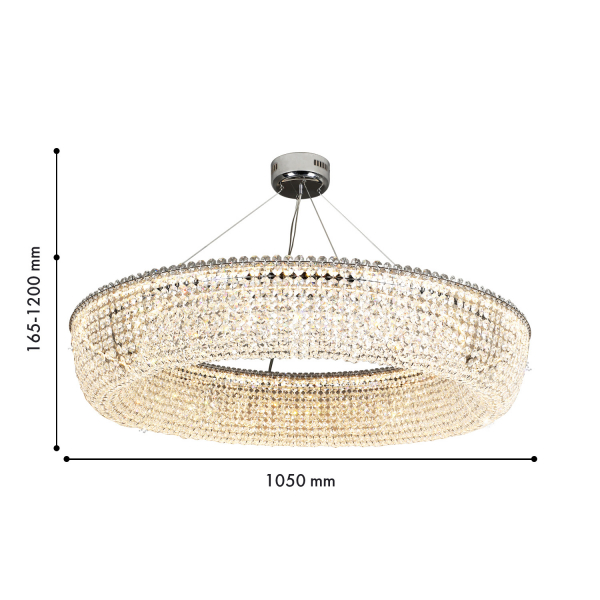 4478-10P, подвесная люстра, D1050xH165/1200, LEDx92W, 8300LM, 3000K, included, remote control, изображение 2