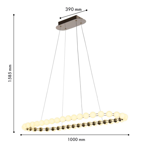 4590-10P, подвесная люстра, L1000xW390xH1585, LEDx48W, 3800LM, 4000K, included, dimmer, изображение 3