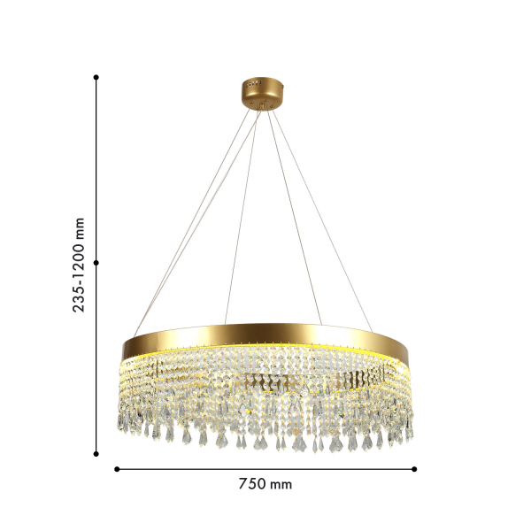 4479-7P, подвесная люстра, D750xH235/1200, LEDx25W, 2200LM, 3000K, included, remote control, изображение 2